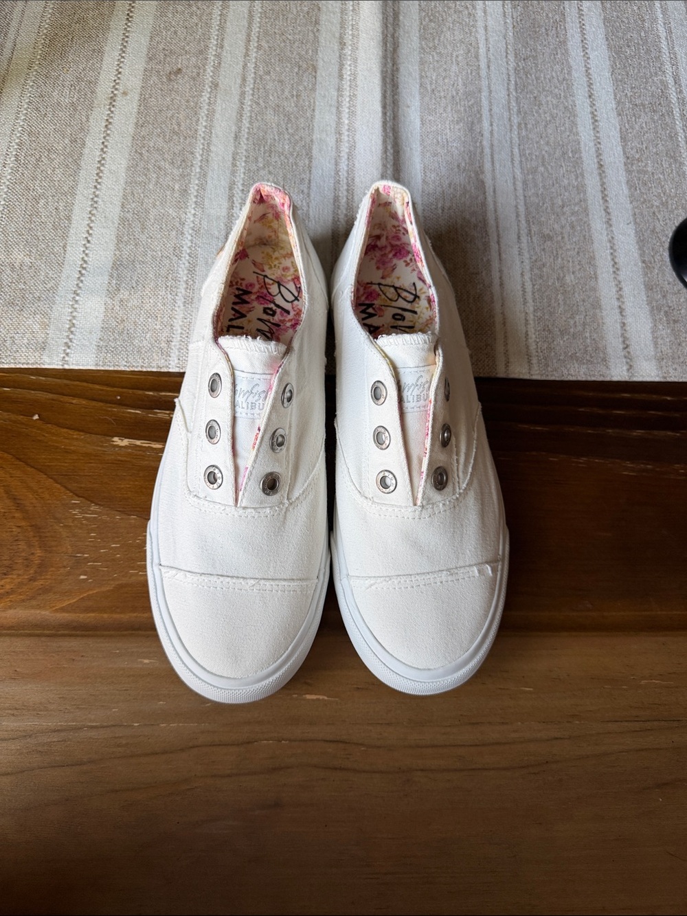 Blowfish Canvas White Slip-On Women's Sneakers